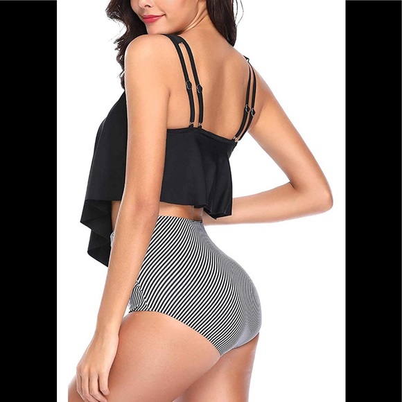 🆕Tummy Control Tankini Ruffled Top with Swimsuit - Picture 2 of 2